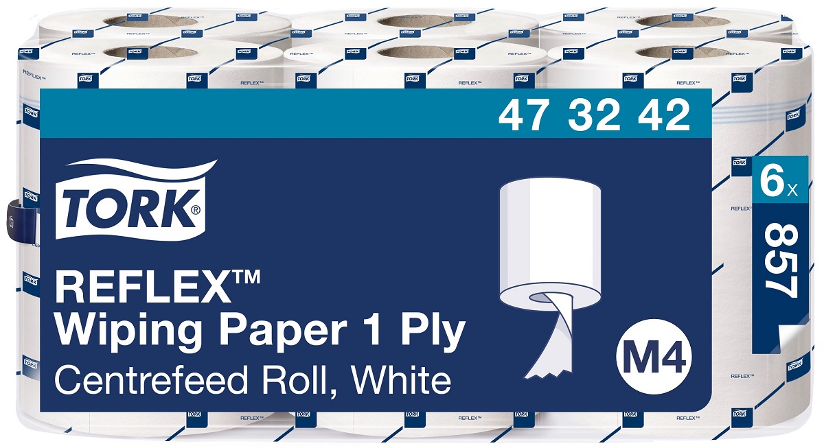 Hârtie de bucătărie Tork - Reflex Wiping, M4, 6 х 857 buc, alb