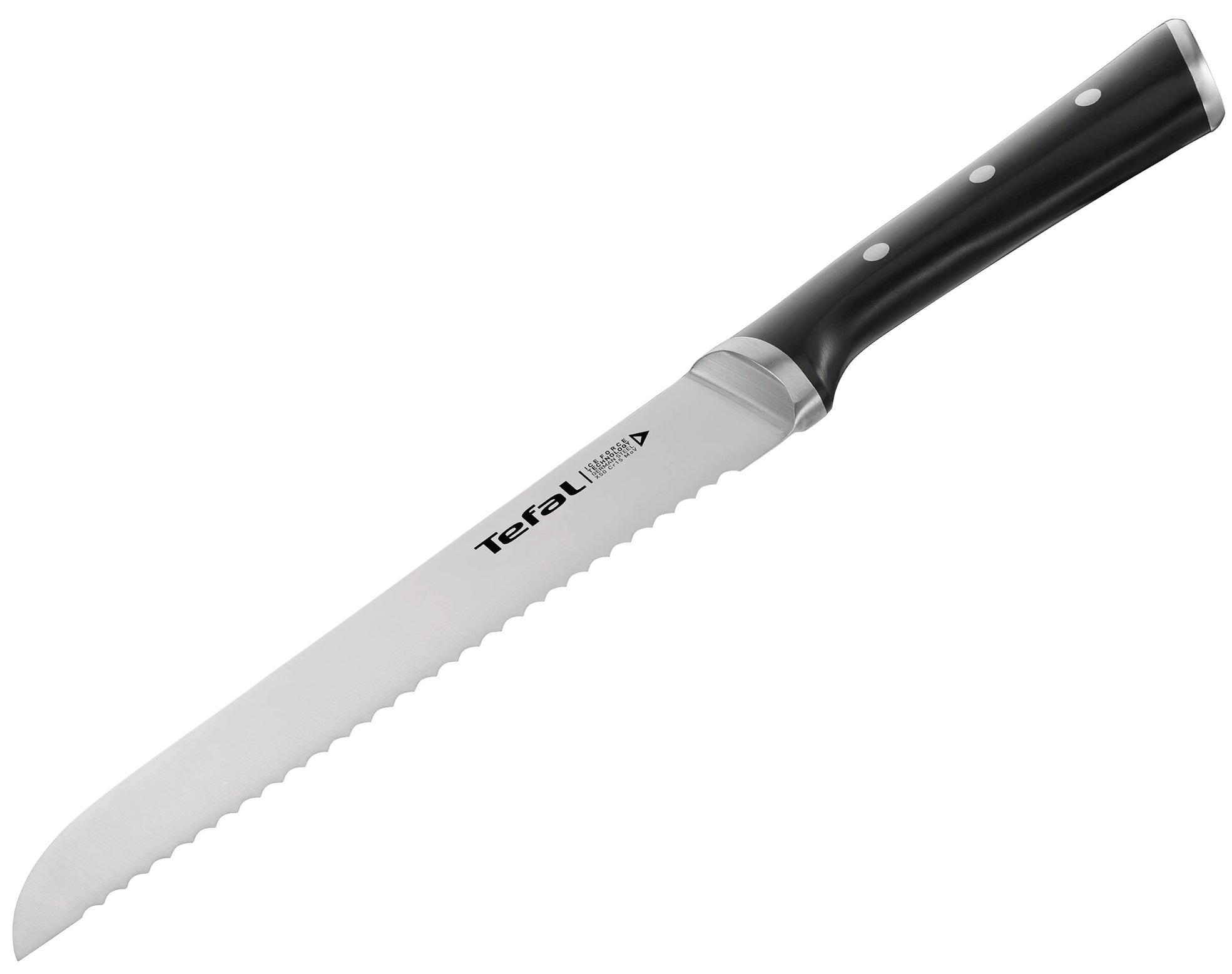 Cuțit de bucătărie pentru pâine Tefal - Ingenio Ice Force, 20 cm, negru