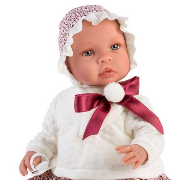 Papusa Asi -  bebe Leia, cu panglica rosie si pompon