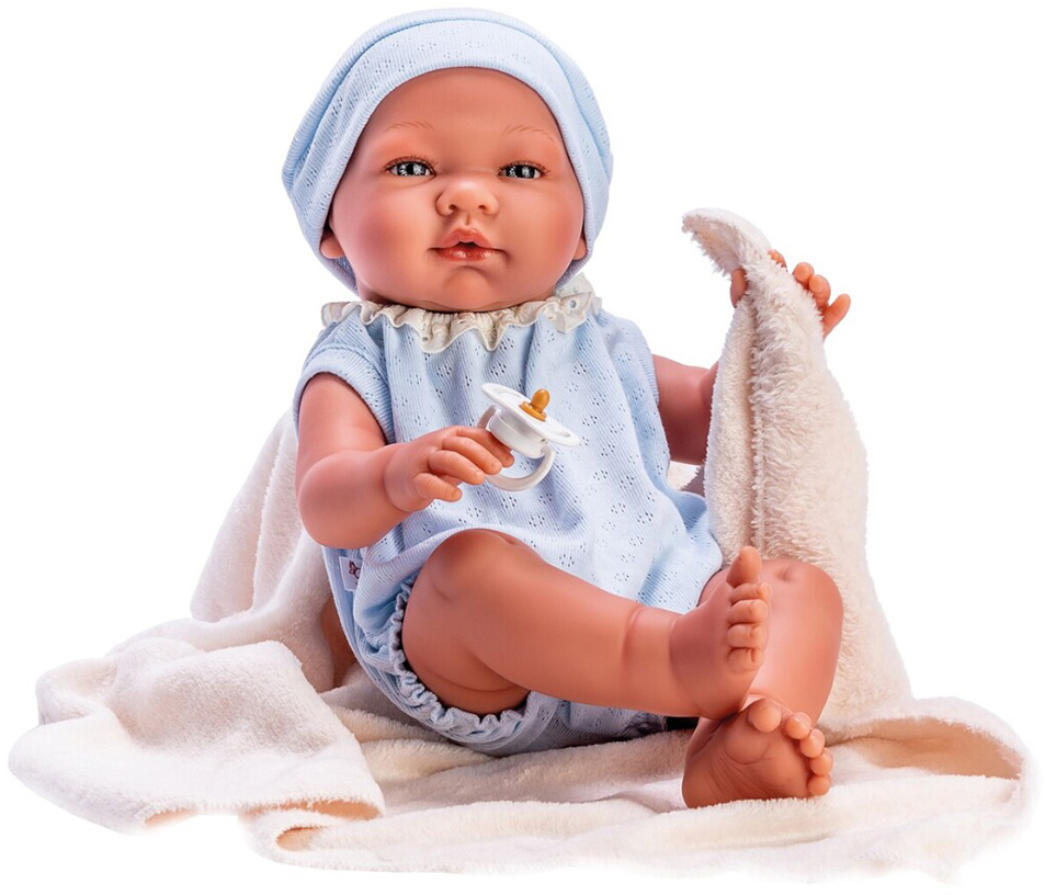Păpuşă Asi Dolls - Bebelușul Pablo, purtând un body albastru, 43 cm