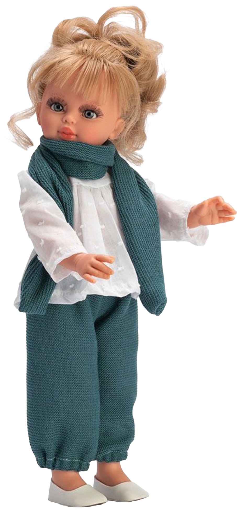 Păpuşă  Asi Dolls - Sabrina, cu pantaloni tricotati si o esarfa, 40 cm