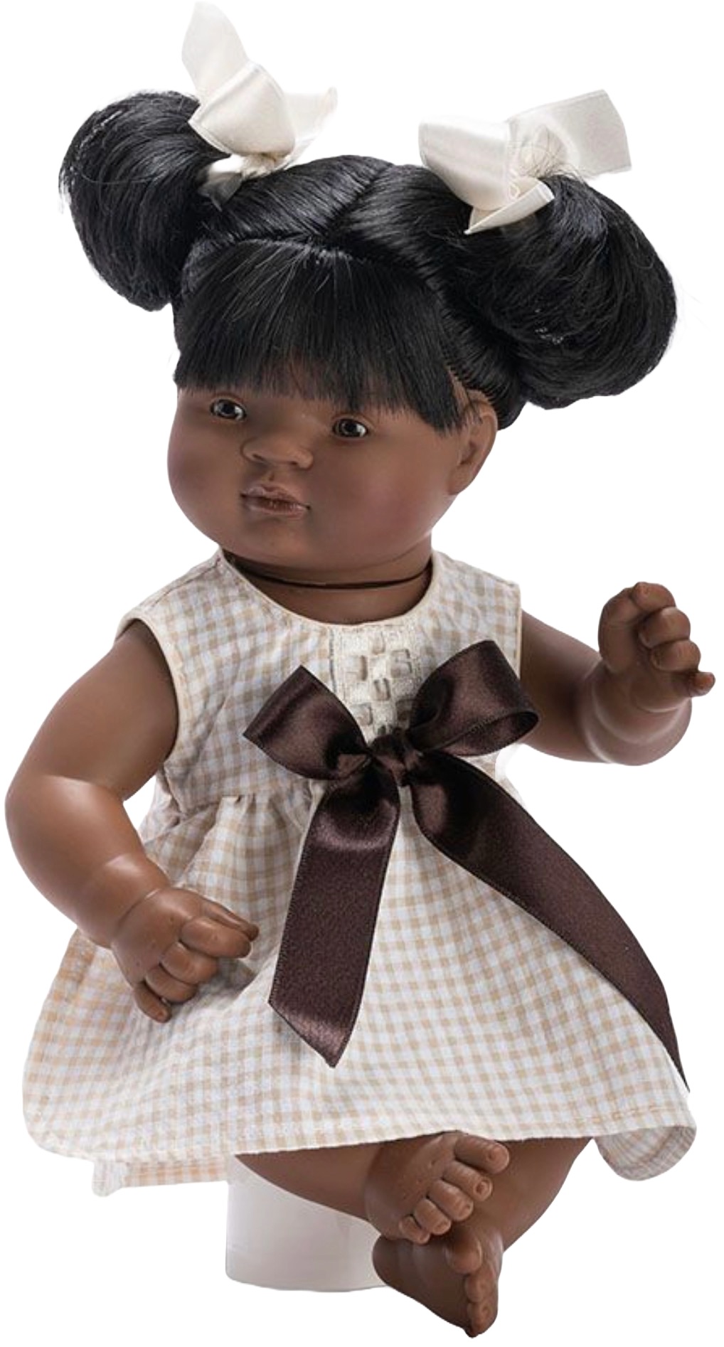 Păpuşă Asi Dolls - Sami, cu o rochie și o panglică maro, 36 cm