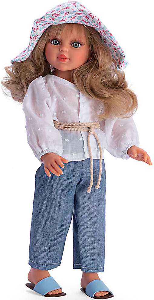 Papusa Asi - Sabrina, cu blugi si bluza alba, 40 cm