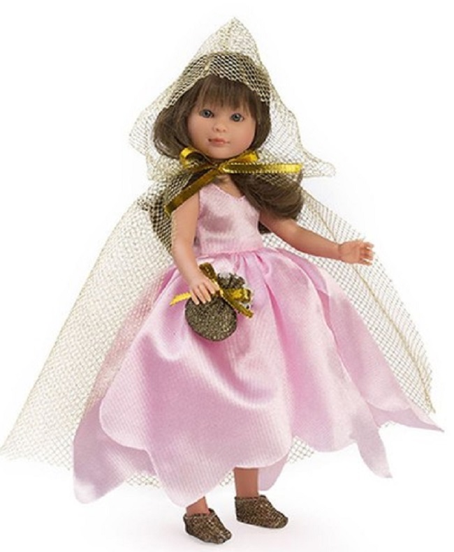 Papusa Asi - Celia, zana cu rochie roza si mantie aurie, 30 cm
