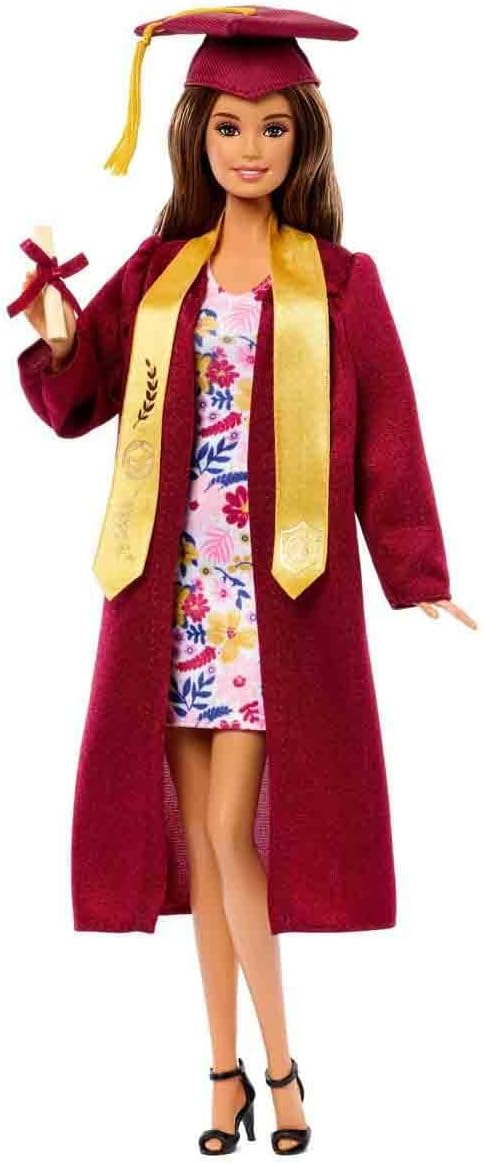 Păpușă Barbie Signature - Urări de absolvire, cu togă bordo și șapcă cu ciucure
