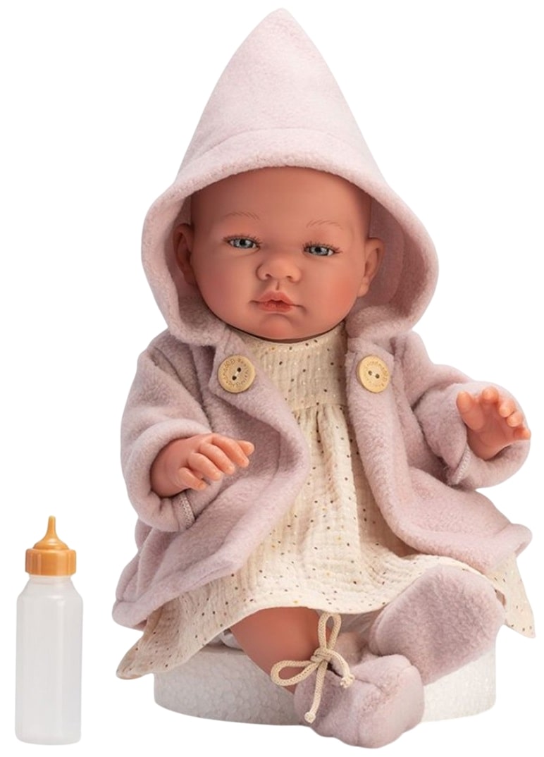 Păpuşă bebeluş Asi Dolls - Maria, cu palton roz, 43 cm