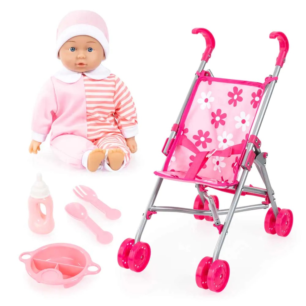 Păpuşă - bebe Bayer - Cu carucior si accesorii