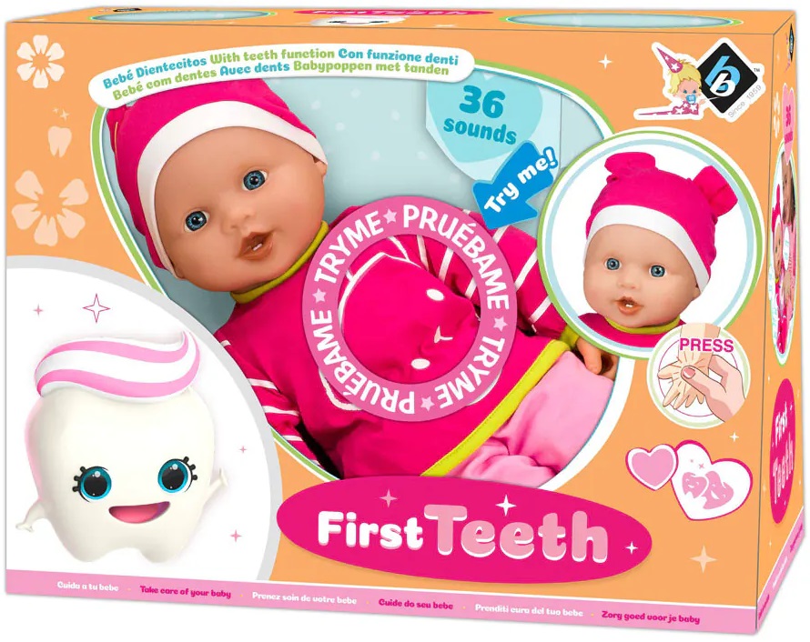 Păpuşă bebeluş  Loko Toys - Primul dinte, 46 cm