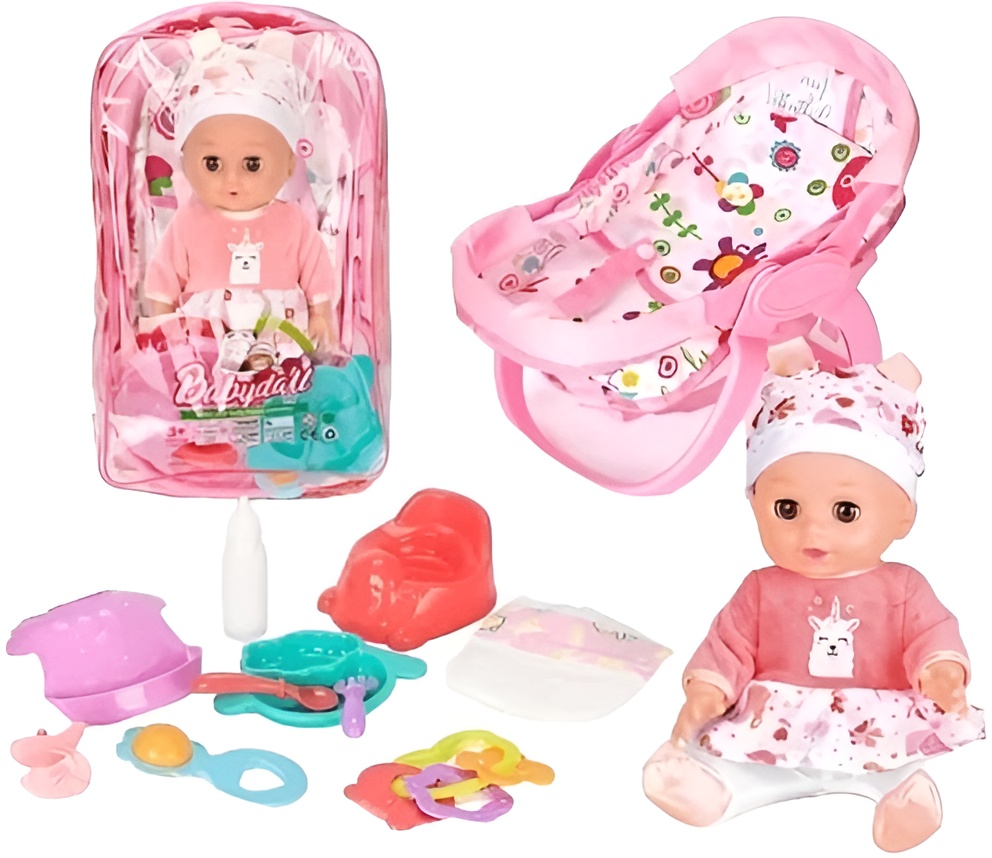 Păpuşă - bebeluş Sonne - Sarika, cu scaun și accesorii