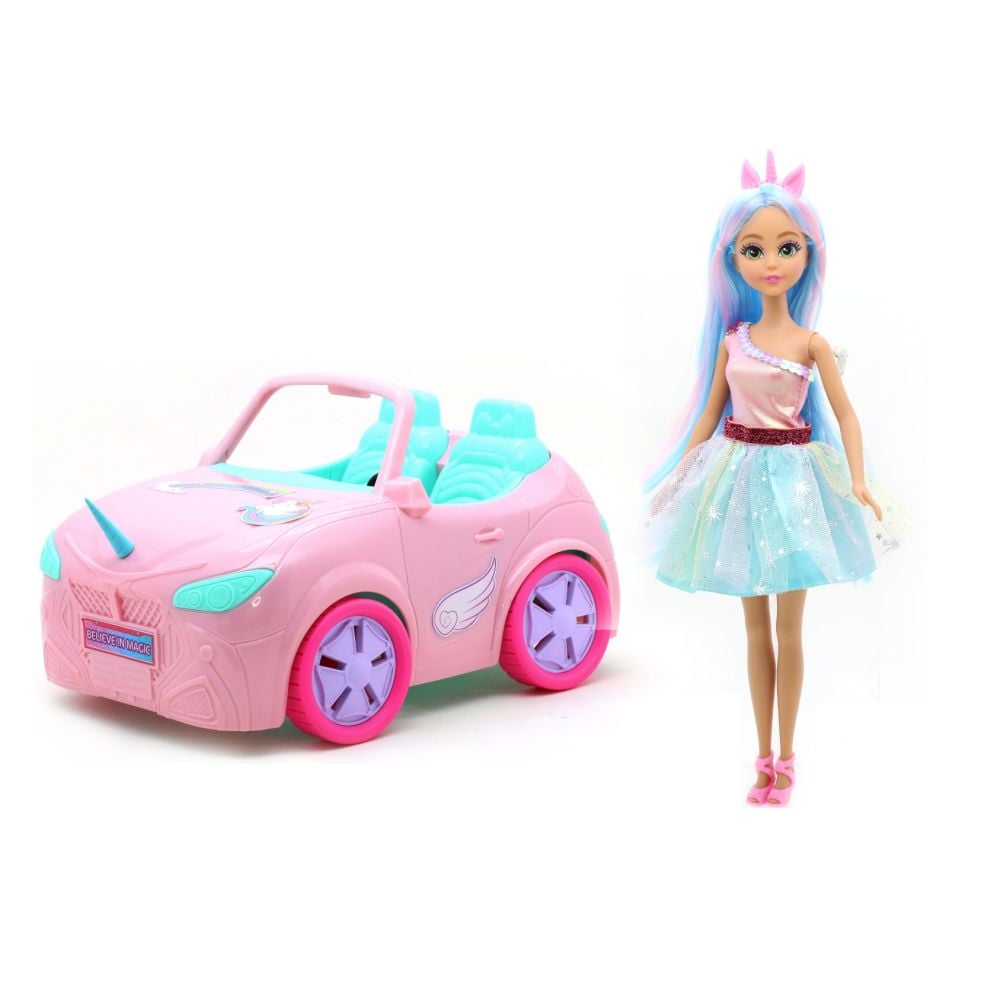 Păpușă Dreameez - Unicorn Princess, cu mașină, 30 cm
