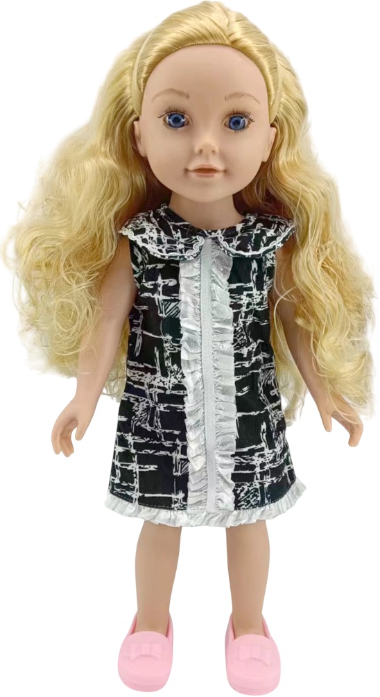 Păpuşă Moni Toys - Pretty Girl,cu o rochie alb-negru, 46 cm