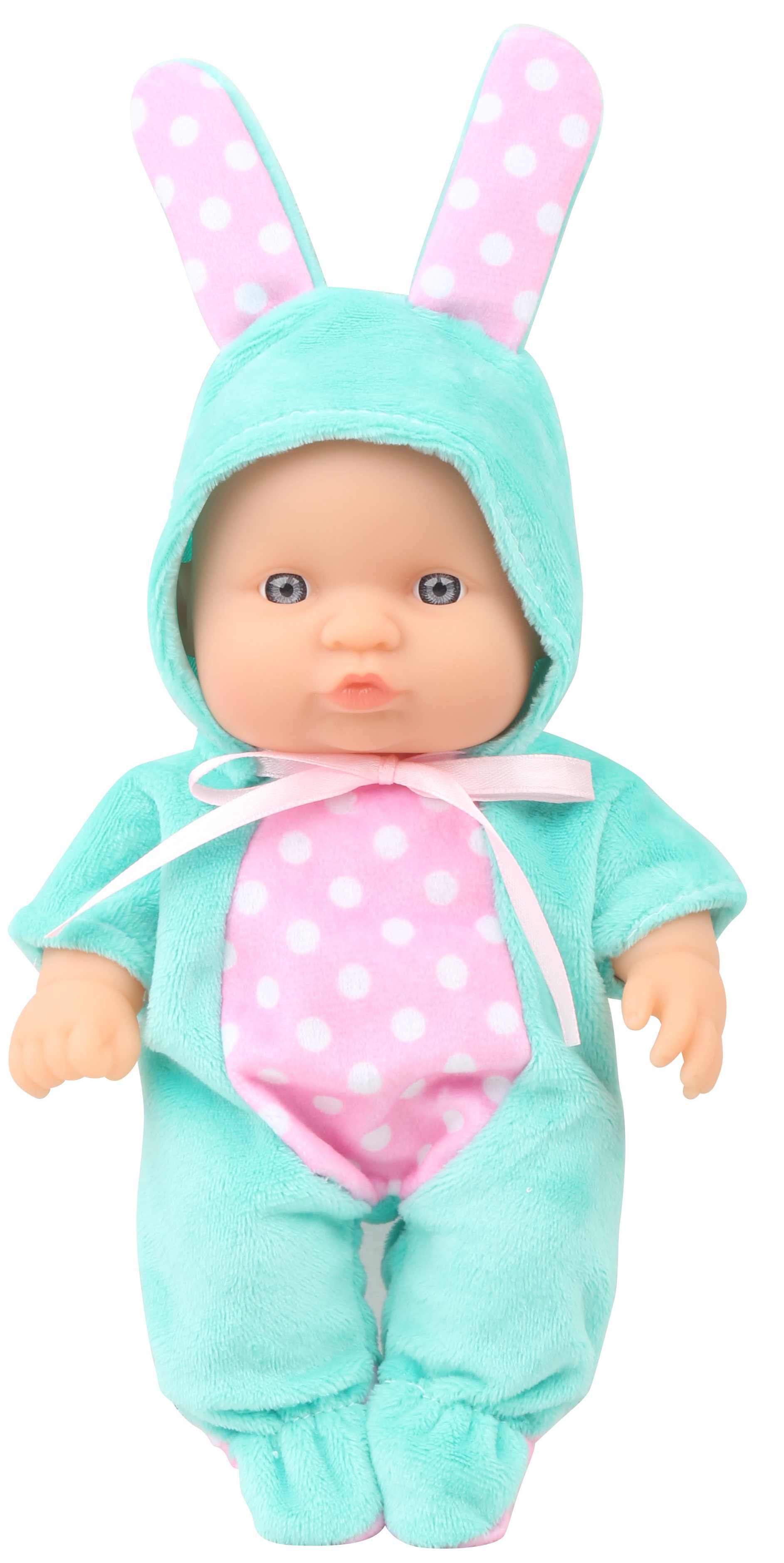 Păpuşă Moni Toys - Într-un costum de iepuraș mentă, 20 cm