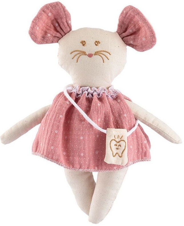 Păpușă textilă Asi Dolls - Micul șoricel Missy, cu geantă pentru dințișor, 22 cm