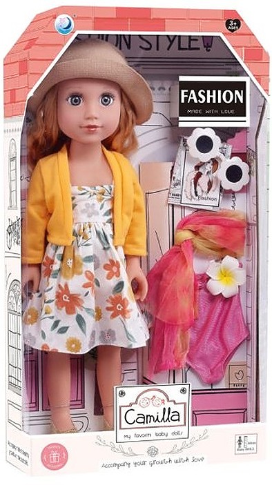 Păpușă cu haine și accesorii Raya Toys - Camilla, 44 cm