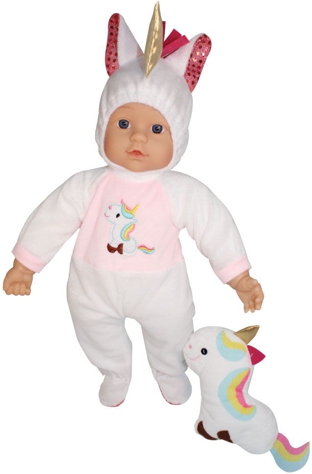 Papusa cu corp moale Dimian Bambolina - Cu unicorn, 41 cm