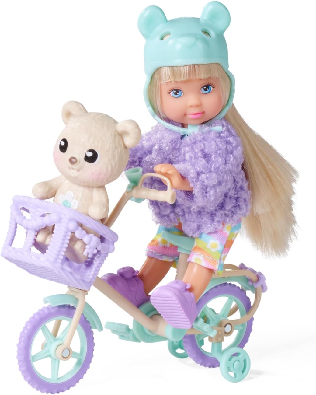 Păpușă Simba Toys Evi Love – Evi cu bicicletă și ursuleț, 12 cm