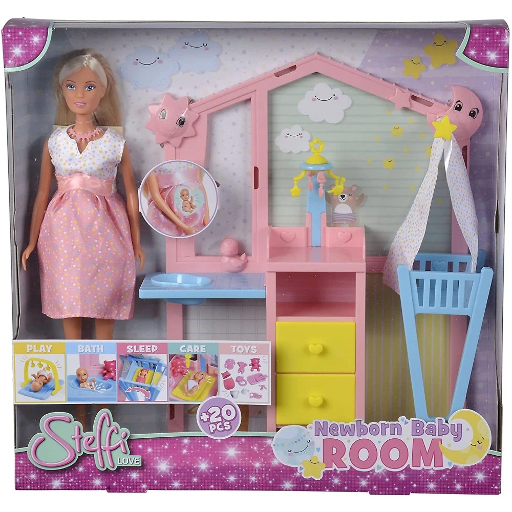Simba Toys Papusa de dragoste Steffi - Steffi in camera bebelusului, 20 de accesorii