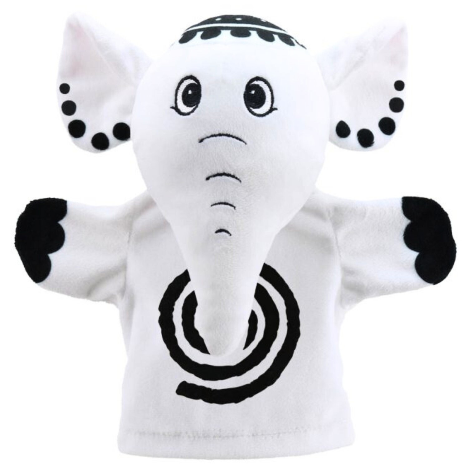 Păpușă pentru teatru The Puppet Company - Prima mea păpușă în alb și negru, un pui de elefant