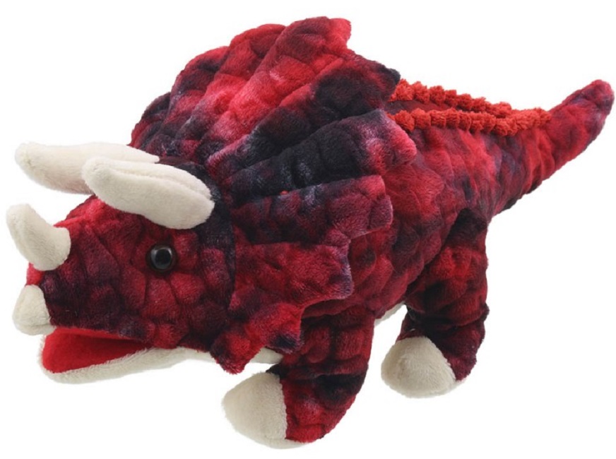 Papusa pentru teatru The Puppet Company - Triceratops, 35 cm, rosu