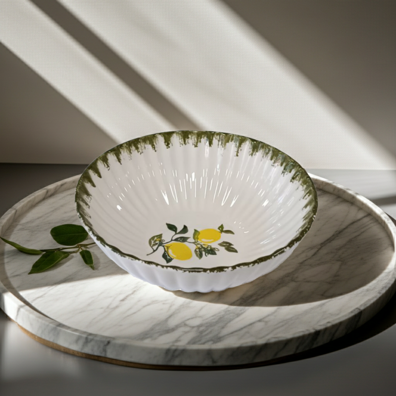 Bol de salată Morello - Lemons, 23 cm, Margine verde
