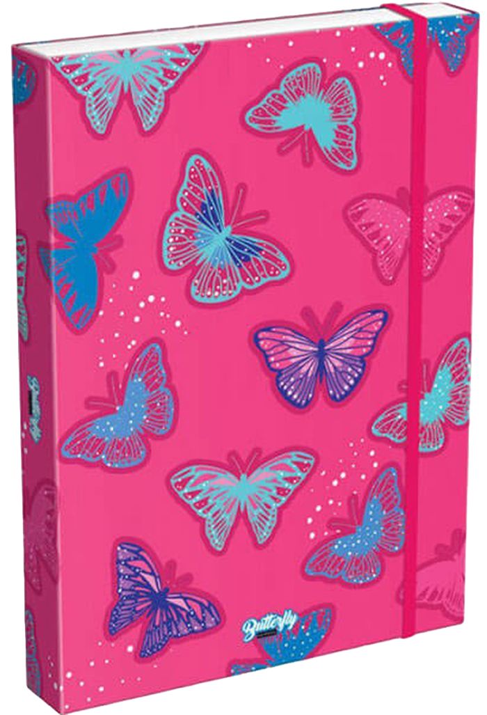 Cutie cu elastic Lizzy Card Pink Butterfly - 33 x 24 x 5 cm