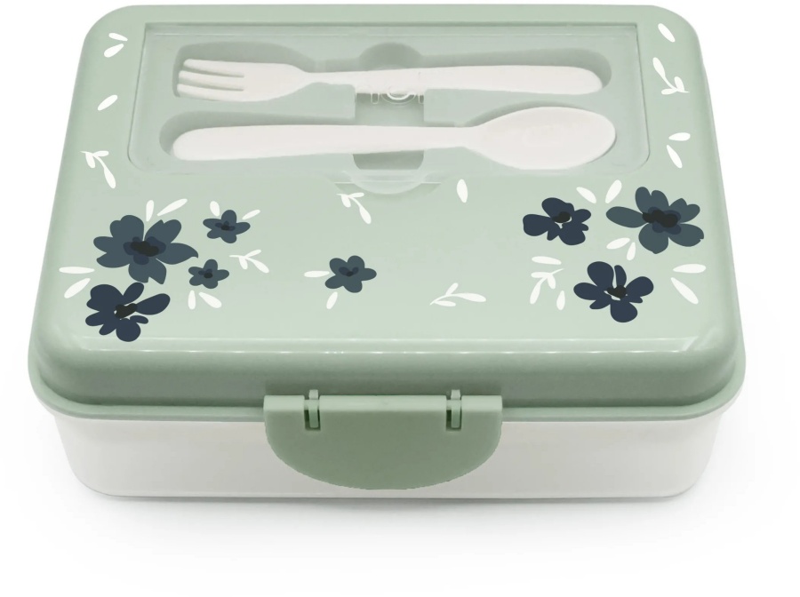 Cutie pentru mâncare pe 2 niveluri Melii - Cu tacâmuri, Blue Flowers