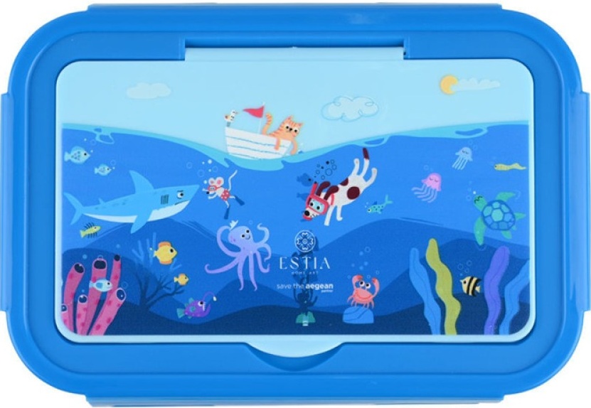 Cutie pentru mâncare cu tacâmuri  Estia Save The Aegean - Ocean Play, 900 ml