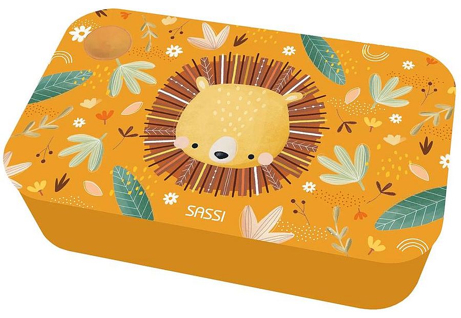 Cutie cu alimente  Sassi Chompy The Lion - 700 ml, cu 2 compartimente