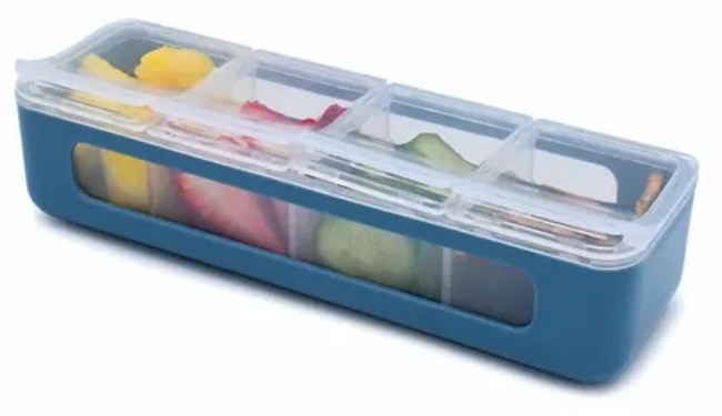 Cutie pentru gustări Melii Luxe - cu 4 compartimente, Blue
