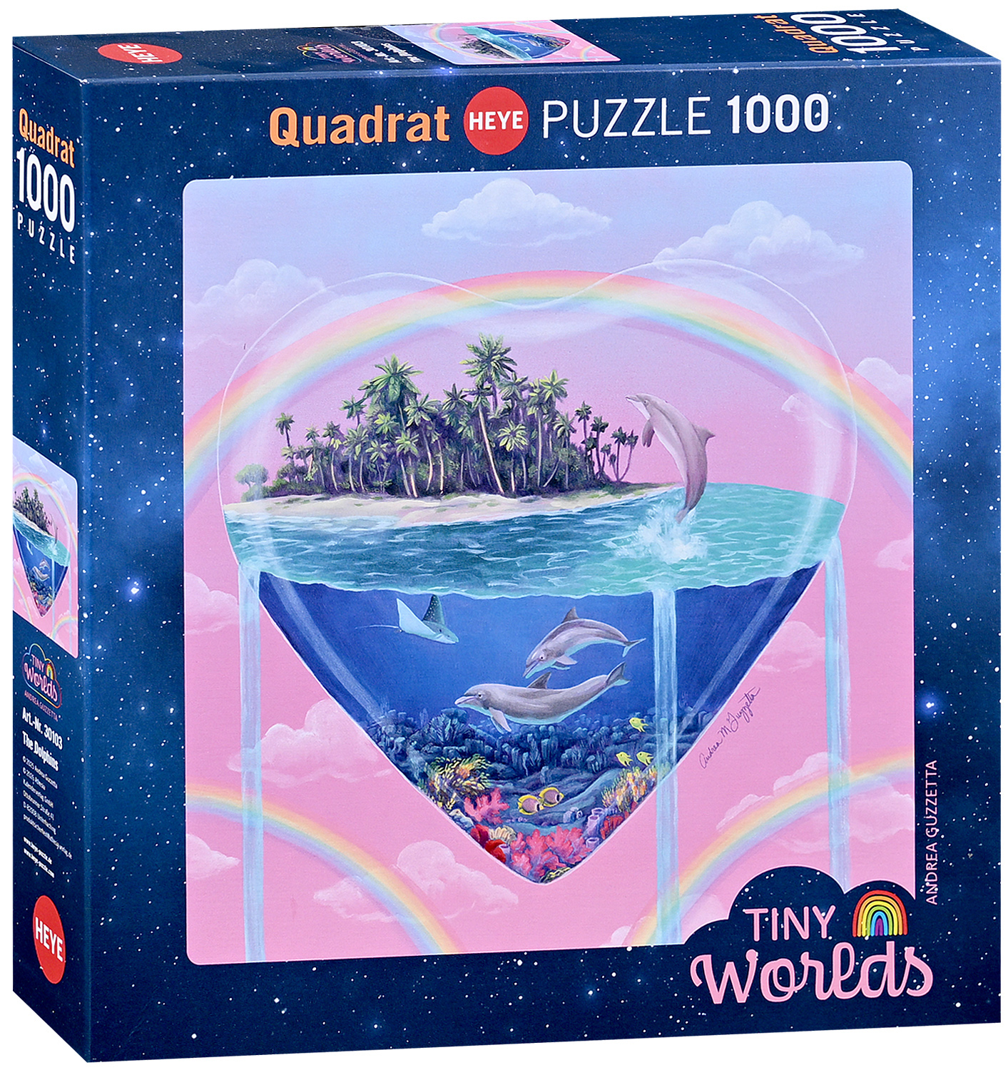 Puzzle pătrat Heye din 1000 piese - Delfinii