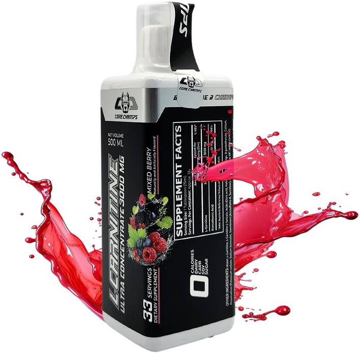 L-Carnitine Liquid, 3000 mg, fructe de pădure, 500 ml, Core Champs by Kai Greene