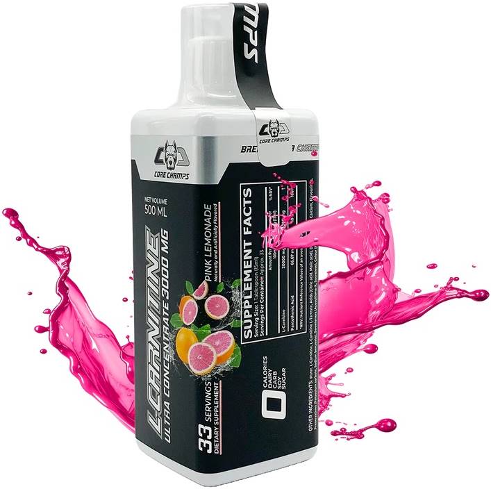 L-Carnitine Liquid, 3000 mg, limonadă roz, 500 ml, Core Champs by Kai Greene
