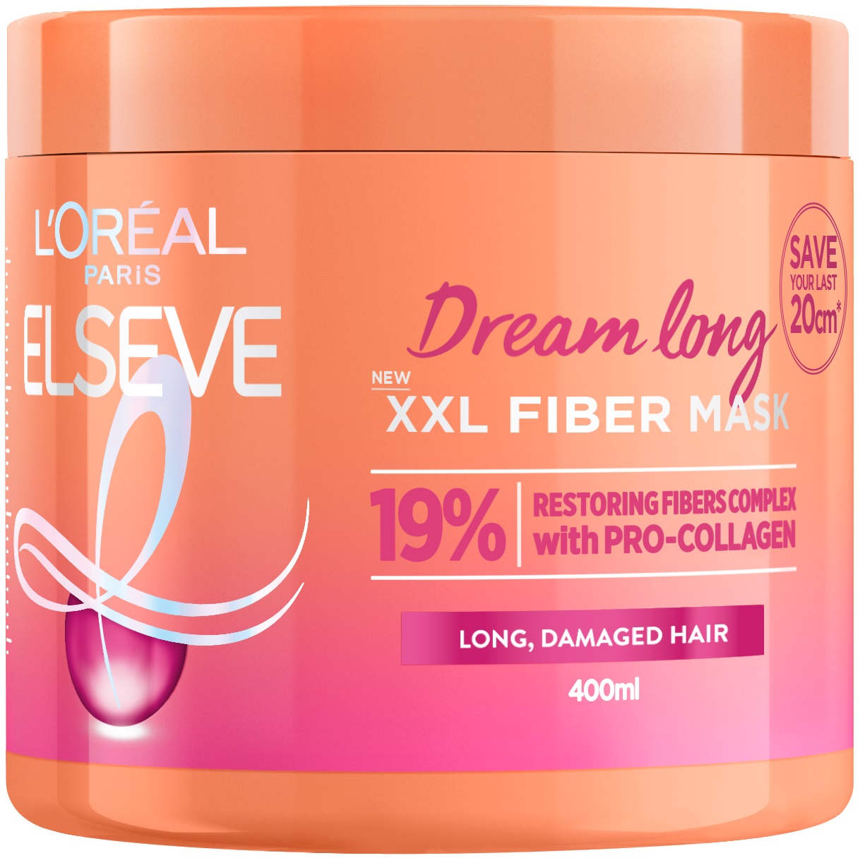 L'Oréal Elseve Mască de păr Dream Long XXL Fiber, 400 ml