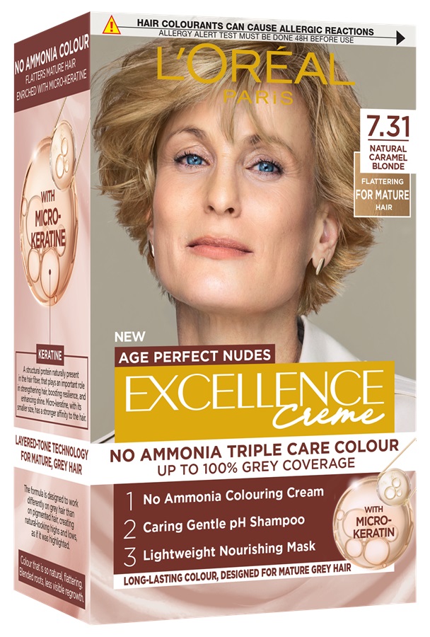 L'Oréal Excellence Creme Vopsea de păr fără amoniac Age Perfect Nudes, 7.31 Linen Blond