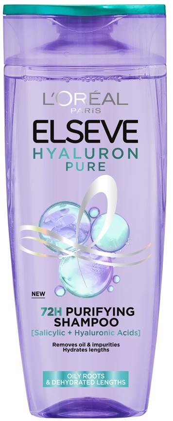L'Oreal Elseve Șampon pentru rădăcini grase și vârfuri uscate Hyaluron Pure, 250 ml