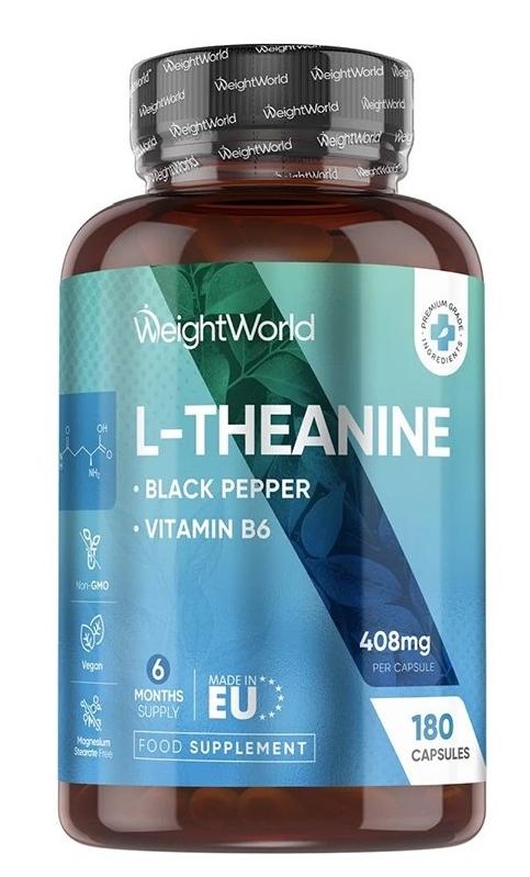 L-Theanine + Piper negru, 180 capsule, Weight World