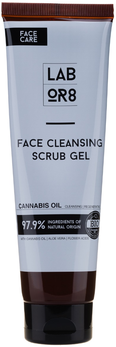 Labor8 Hemp Gel-scrub de curățare pentru față cu ulei de cânepă, 125 ml