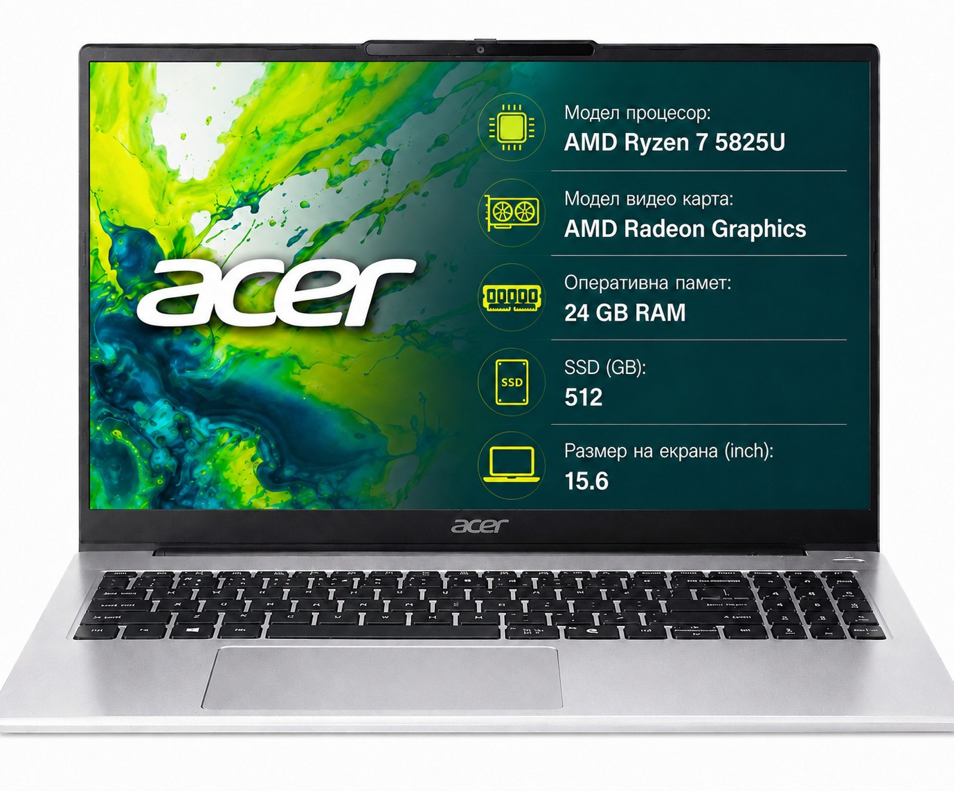 Laptop Acer - Aspire Lite 15, 15.6'', FHD, 24GB/512GB, LightSilver