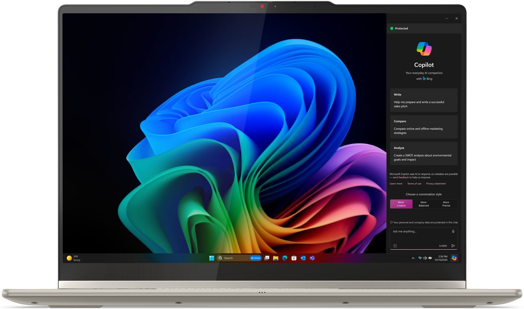 Laptop Lenovo - Yoga 7 2-in-1 14AKP10, 14'', 2.8K, Ryzen AI 7, 24GB/1TB, Touch, bej