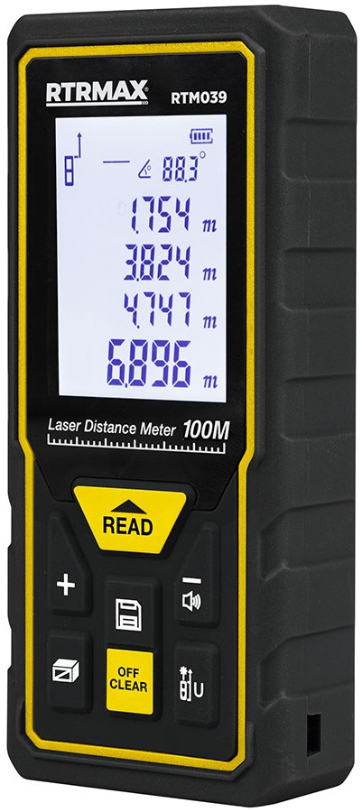 Flexometro cu laser RTRMAX - 45165, 100 m, 7 functii