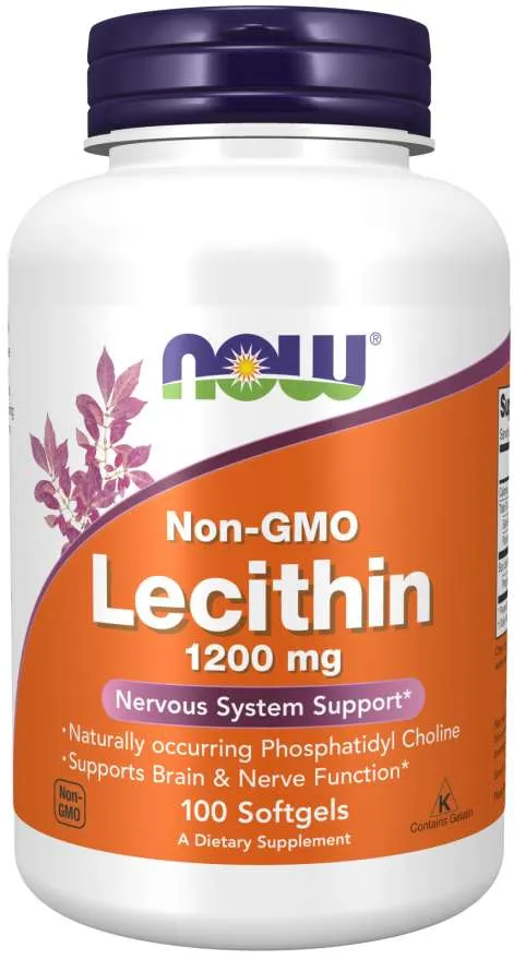 Lecitina din soia, 1200 mg, 100 gelule moi, Now Foods - imagine 3