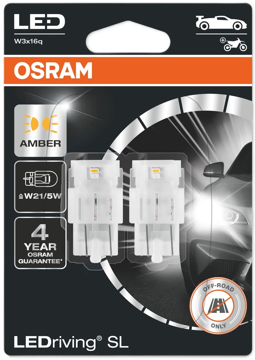 Becuri auto LED Osram - LEDriving, SL, Amber, W21/5W, 1.9W, 2 bucăți,…