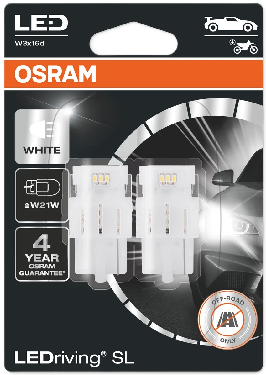 Becuri auto LED Osram - LEDriving, SL, W21W, 1.4W, 2 bucăți, albe