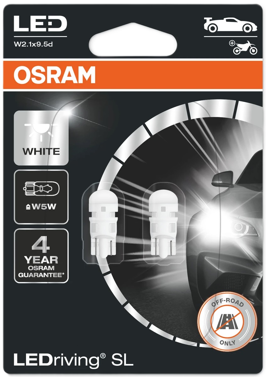 Becuri auto LED Osram - LEDriving, SL, W5W, 1W, 2 bucăți, albe
