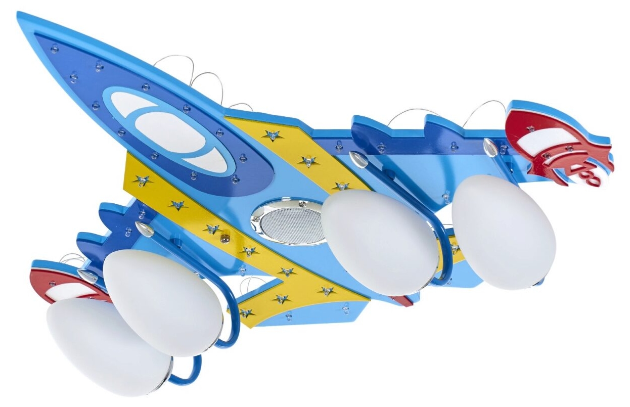 Plafonier LED pentru copii Elbulgaria - Aviator, 58W, RGB, 4xE14, albastru