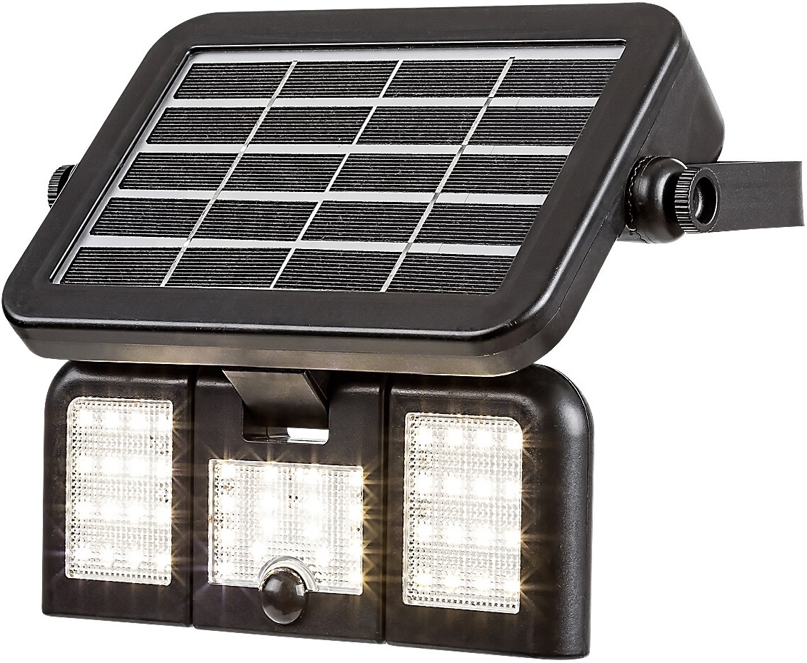 LED aplice solar cu senzor Rabalux - Lihull 77020, IP 44, 9.6W, DC 3.7V, 500lm, 4000k, negru