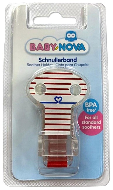 Clemă pentru suzetă Baby Nova - Roşu