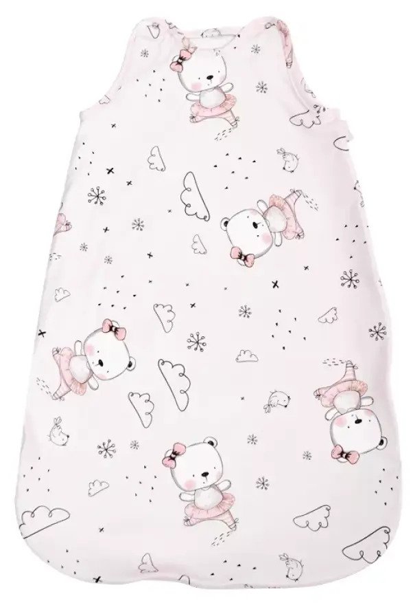 Sac de dormit de vara cu pietre stralucitoare Lorelli - Ursulest balerina, 95 cm, roz