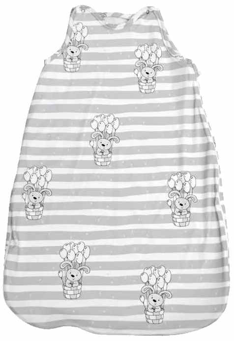 Sac de dormit de vară cu strasuri Lorelli - Iepurași cu baloane, 0.5 Tog, 95 cm, gri