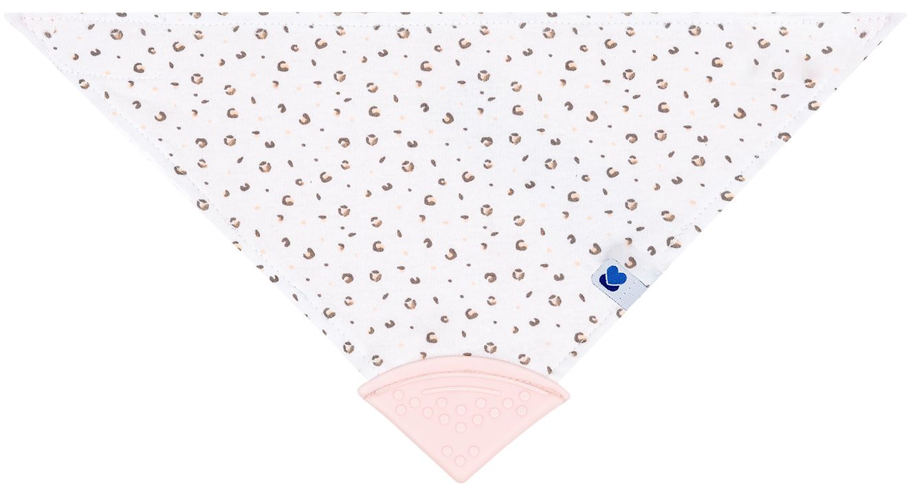 Bavetă bandana cu inel gingival KikkaBoo - Savanna Pattern, Pink